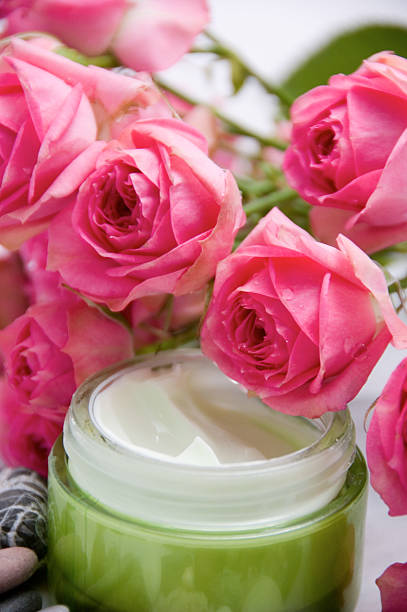 creme and roses stock photo