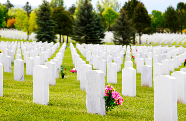 istock Military Cemetery Headstones & Flowers 147696703
