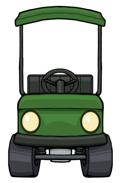 Vector illustration of cartoon golf cart front view