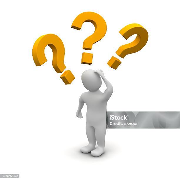 Thinking Man And Question Marks Stock Photo - Download Image Now - Adult, Adults Only, Advice