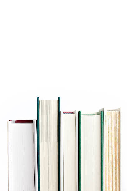 Five books in a row stock photo