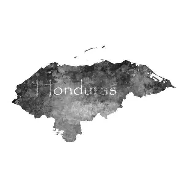 Vector illustration of Ancient map of Honduras. Old blank parchment treasure map with ancient letter