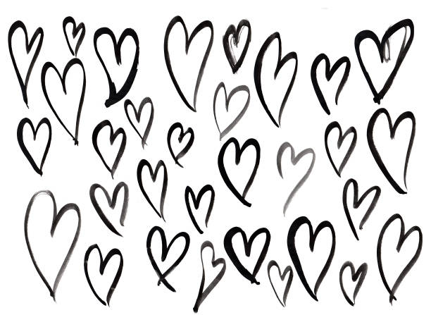 istock Set of hand drawn black hearts isolated on a white background 1476973845