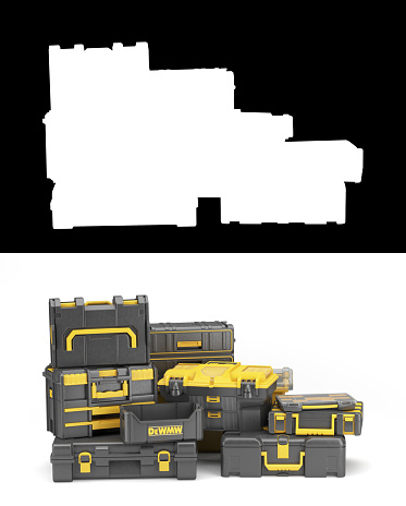 Set of professionsl tools cases 3d render on whiite with alpha