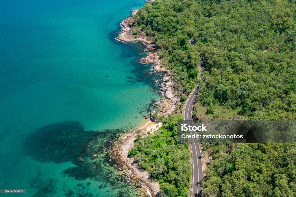The amazing Captain Cook Highway where the rainforest meets the reef The amazing Captain Cook Highway where the rainforest meets the reef in tropical Far North Queensland, Australia Cairns - Australia Stock Photo