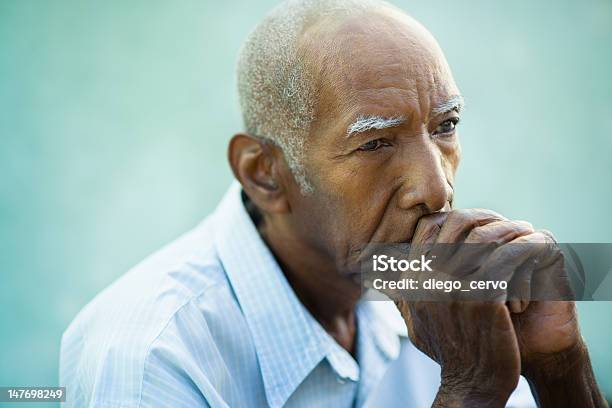 Portrait Of Sad Bald Senior Man Stock Photo - Download Image Now - Senior Adult, Sadness, Senior Men