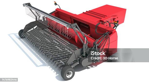 Red Header Farm Farm Harvester Threshing Header 3d Rendering On White Background Stock ...