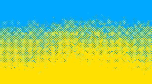 ilustrações, clipart, desenhos animados e ícones de fundo da bandeira abstrata da ucrânia azul e amarelo - retro revival backgrounds halftone pattern defocused