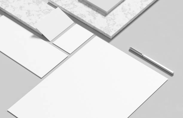 istock Corporate identity stationery mock up isolated on modern style background. Mock up for branding identity. 3D illustration 1476985689
