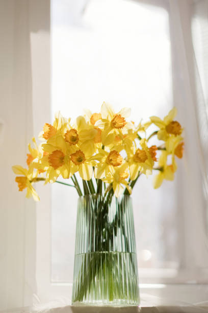 istock Bouquet of daffodils in glass vase 1476993425