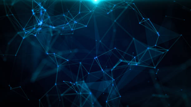 istock 3D Abstract geometric background. Triangles, dots and lines are connecting with shine 1476994251