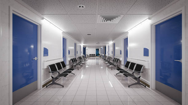 istock 3d illustration rendering.  Empty Corridor In Modern Hospital 1476994283