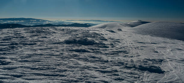 View from Ostredok hill summit in winter Velka Fatra mountains in Slovakia stock photo