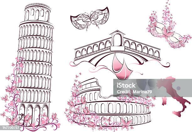 Famous Landmarks Of Italy Stock Illustration - Download Image Now - Leaning Tower of Pisa, Rialto Bridge, Ancient