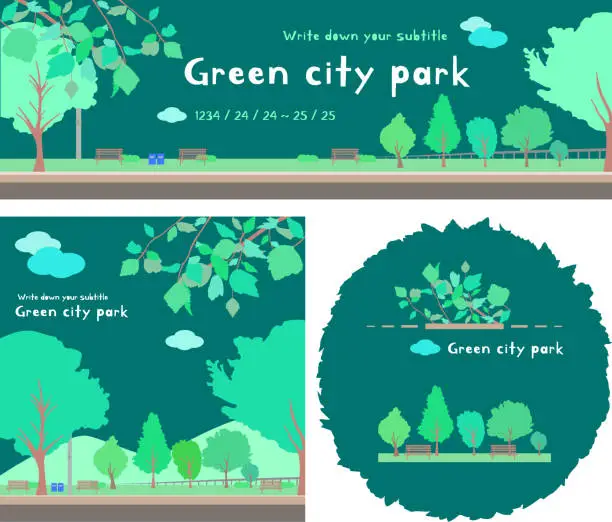 Vector illustration of [Vector] Design Banner Templates on the Theme of Green City Park