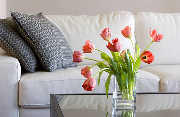 istock red tulips in modern living room - home decor 147703405