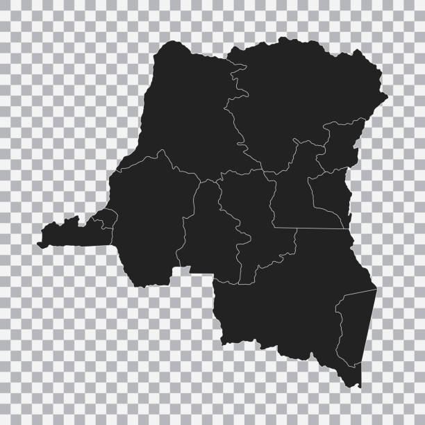 Political map of the Democratic Republic of the Congo isolated on transparent background. Vector. Political map of the Democratic Republic of the Congo isolated on transparent background. Vector. kinshasa stock illustrations