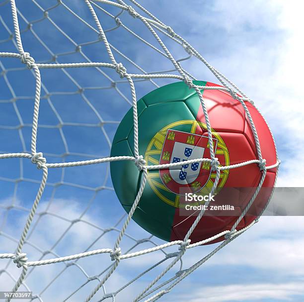 Soccerball En Net Foto de stock y más banco de imágenes de Azul - Azul, Bandera, Bandera nacional