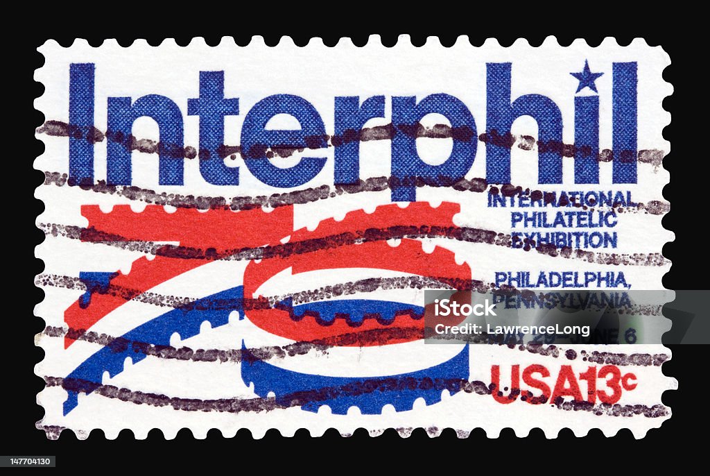 Interphil 1976 A 1976 issued 13 cent United States postage stamp showing International Philatelic Exhibition. 1976 Stock Photo