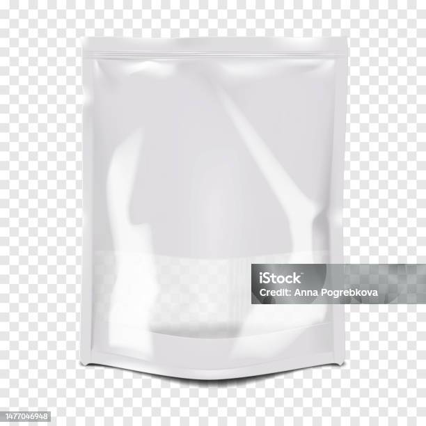 Glossy Resealable Plastic Bag With Clear Window And Zip Lock On Transparent  Background Vector Mockup Empty Blank Zipper Standup Pouch Realistic Mockup  Food Package Template Stock Illustration - Download Image Now - iStock