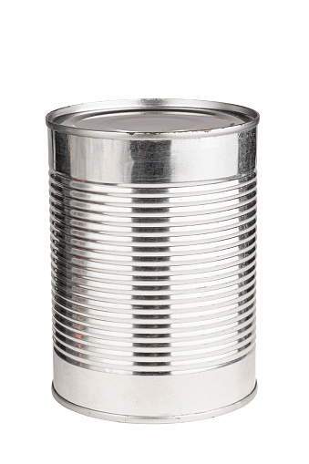 Tin can Isolated on white background. Canned food. File contains clipping path.