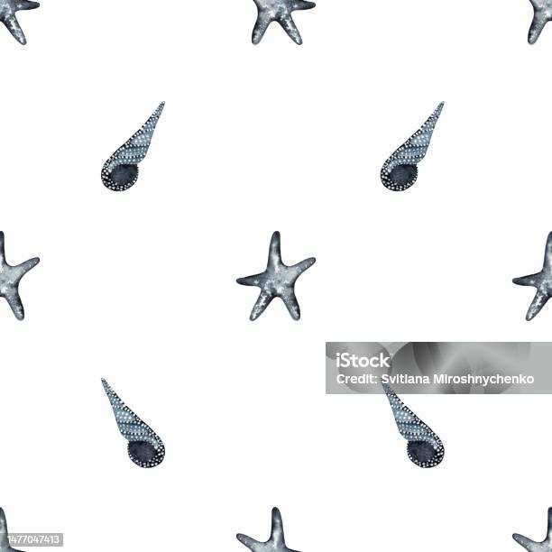 Shell Pattern Star Fish Pattern With Starfish And Shells Stock Illustration - Download Image ...
