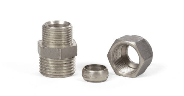 istock Steel fitting for plumbing pipes, connector for two different sizes 1477047588