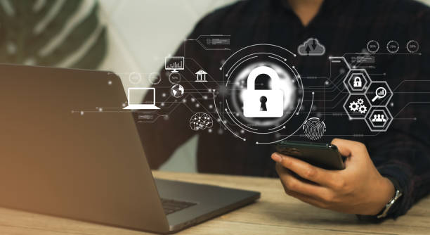 istock cybersecurity concept Businessman using laptop and smartphone to protect cyber technology network from attack by hackers on the internet. Secure access to privacy through smartphones Meta protection. 1477049945