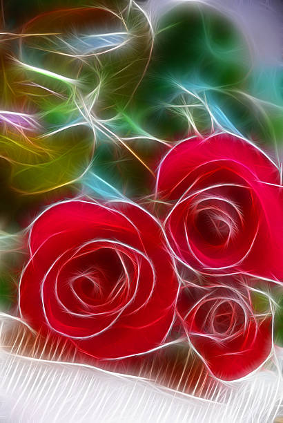 Fractalius effect roses stock photo