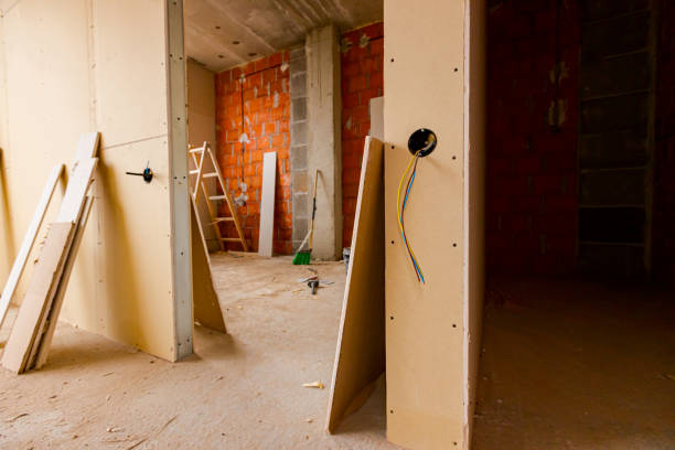 istock Place for electrical jack that will be installed into gypsum dry wall of unfinished residential edifice 1477052874