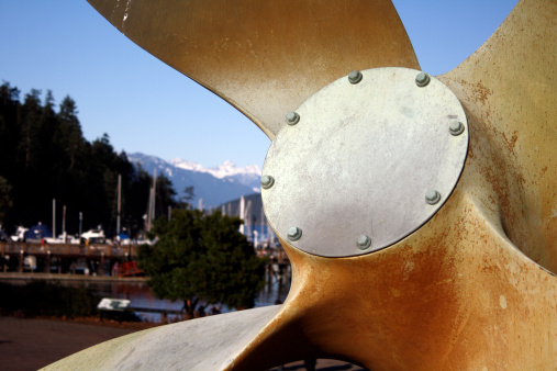 A ship's propeller mounted on the boardwalk near the Horseshoe Bay ferry terminal (Vancouver, BC).