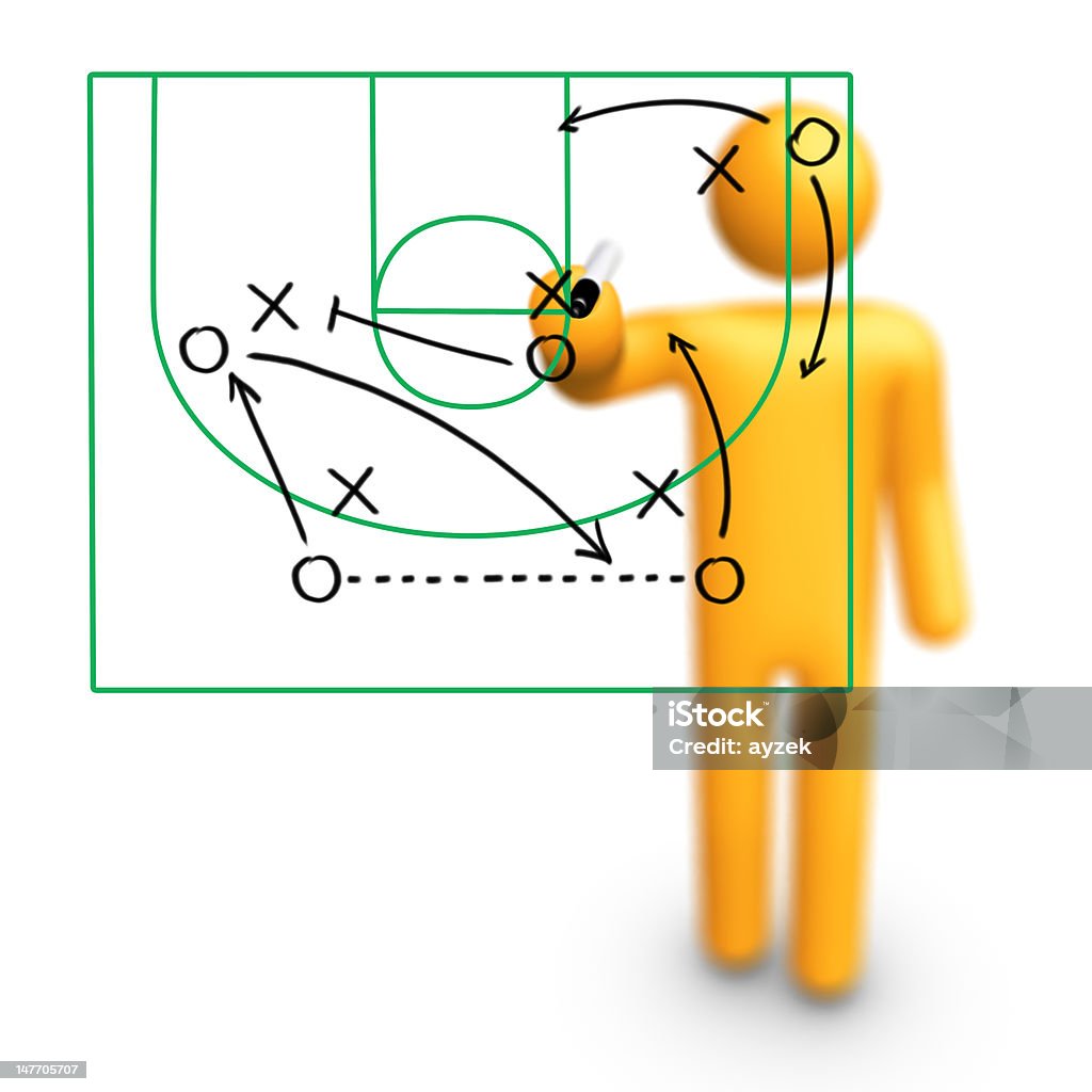 Stick Figura entrenador de básquetbol de la estrategia - Foto de stock de Adulto libre de derechos