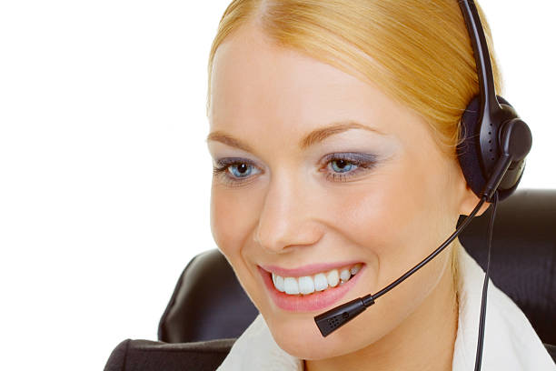 Woman in call center stock photo