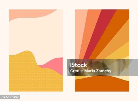 istock Groovy retro backgrounds pack, 70s nostalgia and positive vibes, bright vibrating texture in retro style, vector illustrations 1477061497