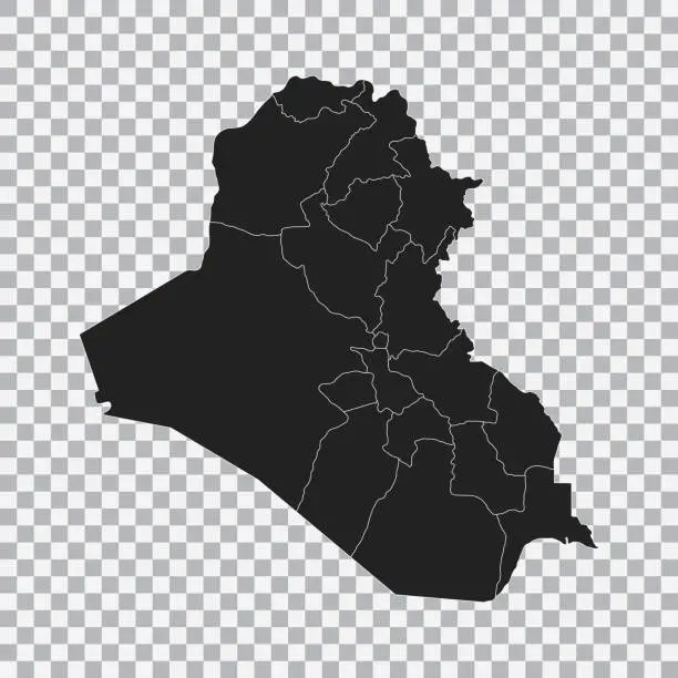Vector illustration of Political map of the Iraq isolated on transparent background. Vector.