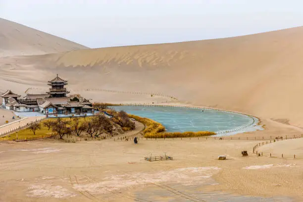 Mingsha Mountain Crescent Spring,Northwest China, Dunhuang, Scenic Area
