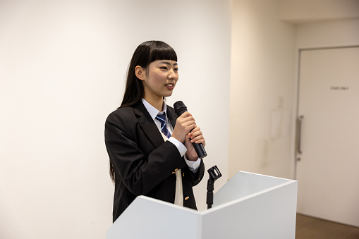 High school student making a speech