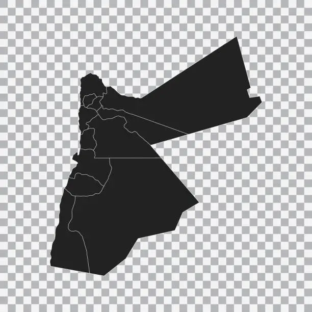 Vector illustration of Political map of the Jordan isolated on transparent background. Vector.