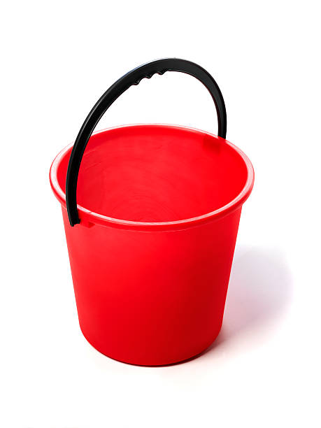 red bucket stock photo