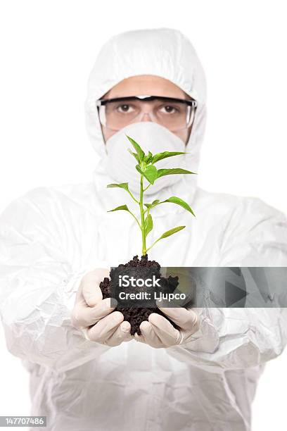 Homem Em Uniforme Segurando Uma Planta De Pimenta - Fotografias de stock e mais imagens de Adulto - Adulto, Amontoar, Analisar
