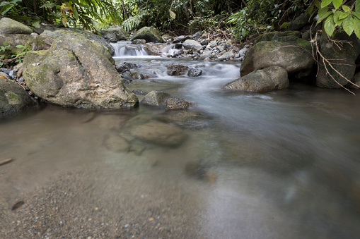 Clean and natural rocky river in Indonesian Aceh forest