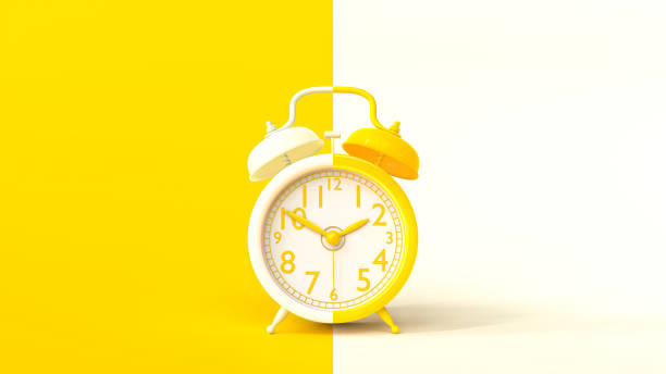 istock Alarm clock yellow white. Minimal and difference idea concept. 1477074995