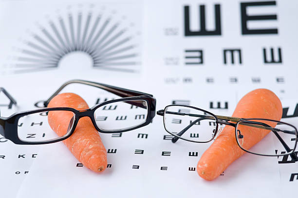 Glasses, Carrot and Eye Chart stock photo