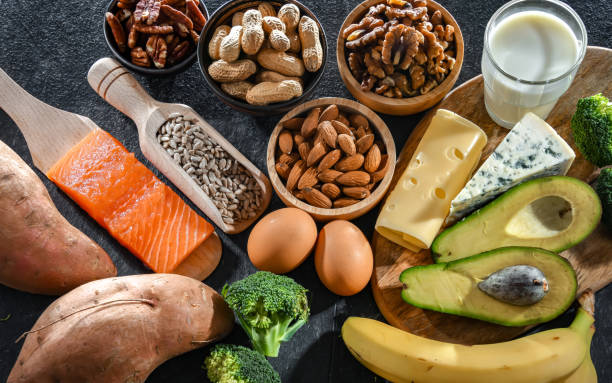 istock Composition with food products rich in biotin 1477081249