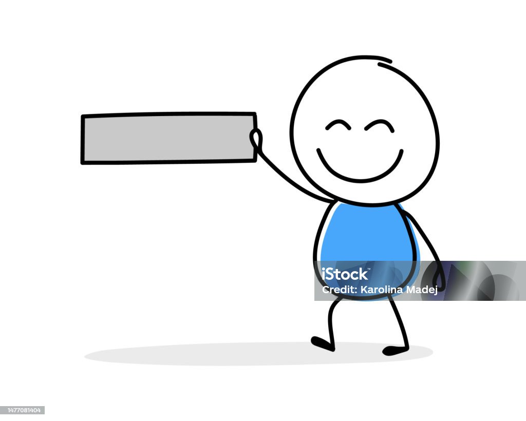 Người Que Hoạt Hình Hạnh Phúc Giữ Biểu Tượng Trừ Thiết Kế Vẽ Tay ...