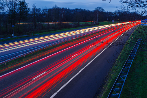 Long exposure shot of traffic on the E30 highway from Amsterdam to Berlin.