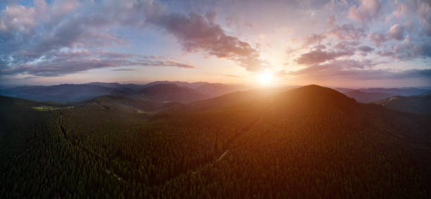 istock Mountain hills with trees under beautiful cloudy sky. 1477082788