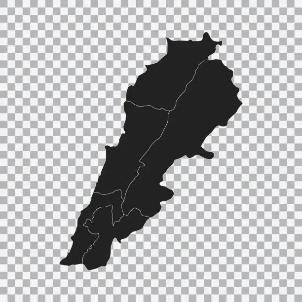 Vector illustration of Political map of the Lebanon isolated on transparent background. Vector.