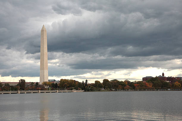 istock Washington Monument against a stormy sky 147708430