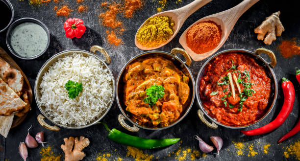 istock Hot madras paneer and vegetable masala with rice 1477084814